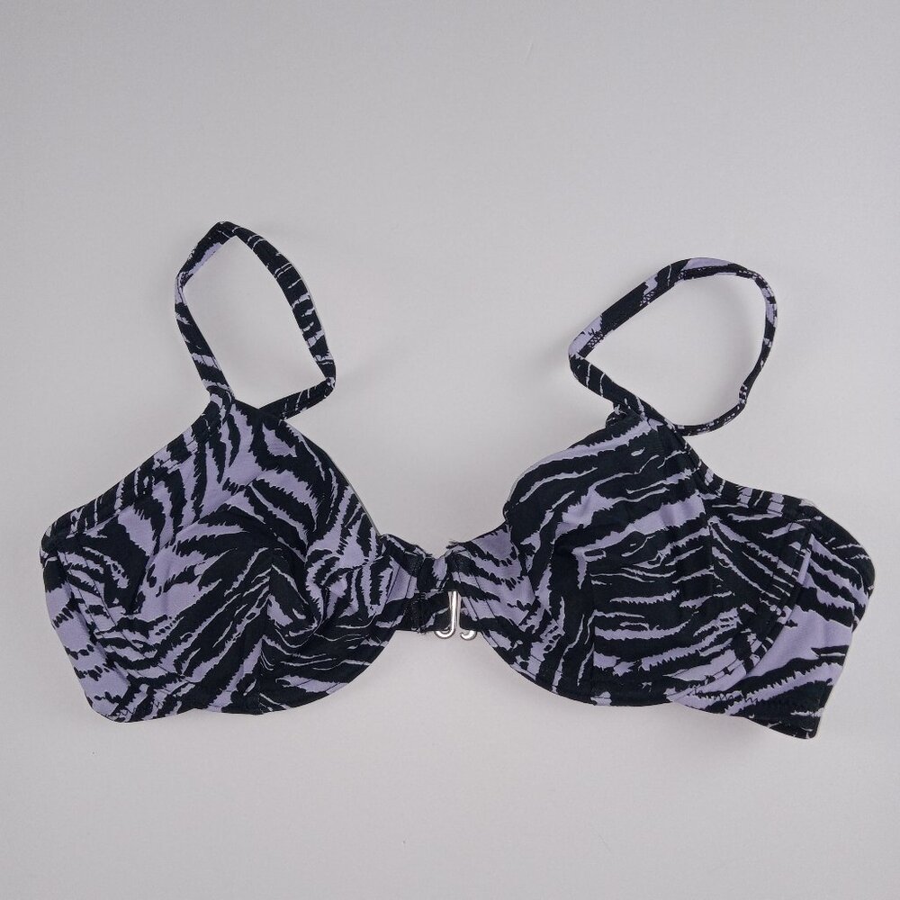 Topshop Women's Underwire Bikini Top Size 6 Lilac Black Tiger Stripe Swim